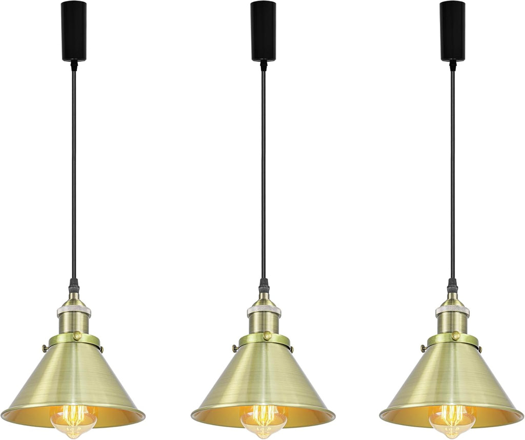 Pack of 3 Adjusted Wire Length H-Type Track Pendant Light 3.9 Ft Twisted Cord E26 Base Industrial Design Black Metal Pendant Light Fixture for Loft Aisle Bar(No Bulb & Track Lighting Rails)
