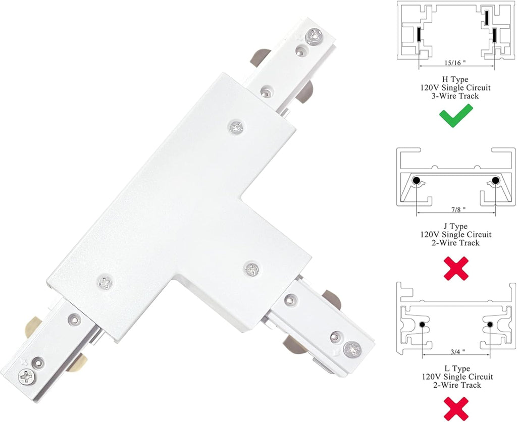 H Track Lighting Live End Cord Kit, 1PCS 4.9FT Track Live End Connector with Cord Plug for H Type Single Circuit 3-Wire-1 Track Lighting System, White