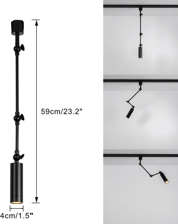 Kiven Remote Control LED L Track Lighting, Dimmable Spot Light with Adjustable Long Swing Arm, Modern Black Directional Spotlight for Accent, Gallery, and Home Decor