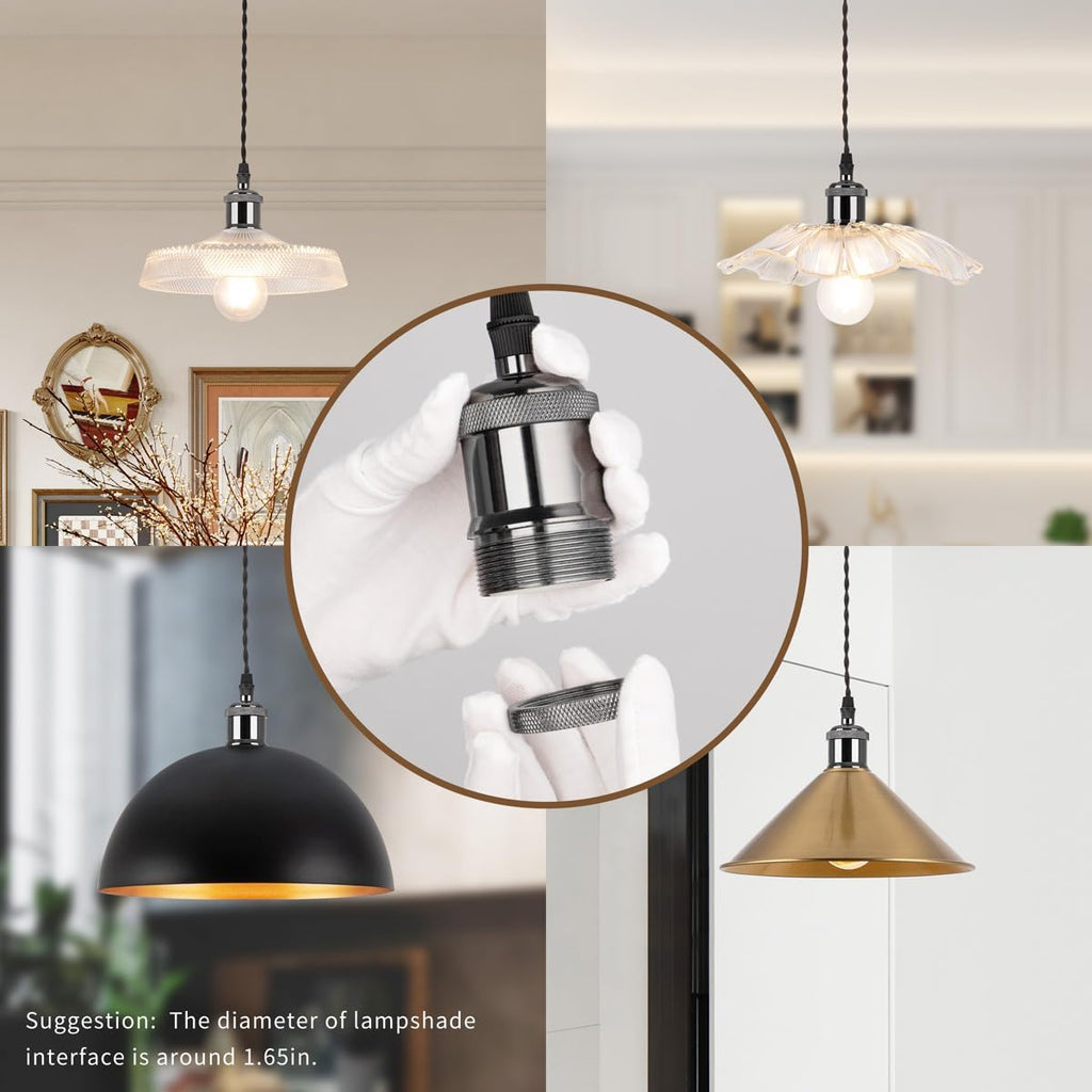 Kiven H-Type Black Track Lighting Pendant with E26 Socket Cord Adjustable Pack of 3 Adjustable height (4 feet, bulbs NOT included)