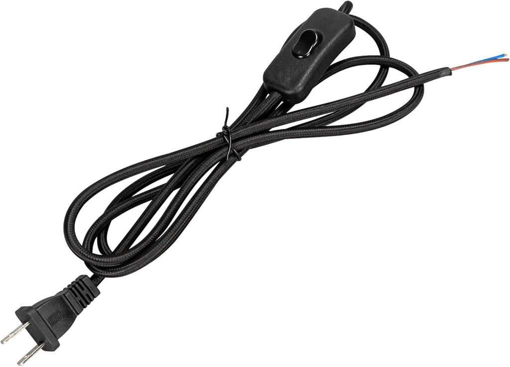 Kiven Gold Cloth Covered Lamp Cord - 6 ft -Vintage Electrical Cord Braided Electrical Wire Equipped w/a Standard USA Plug and ON/Off Switch for DIY Antique Industrial Lighting Project