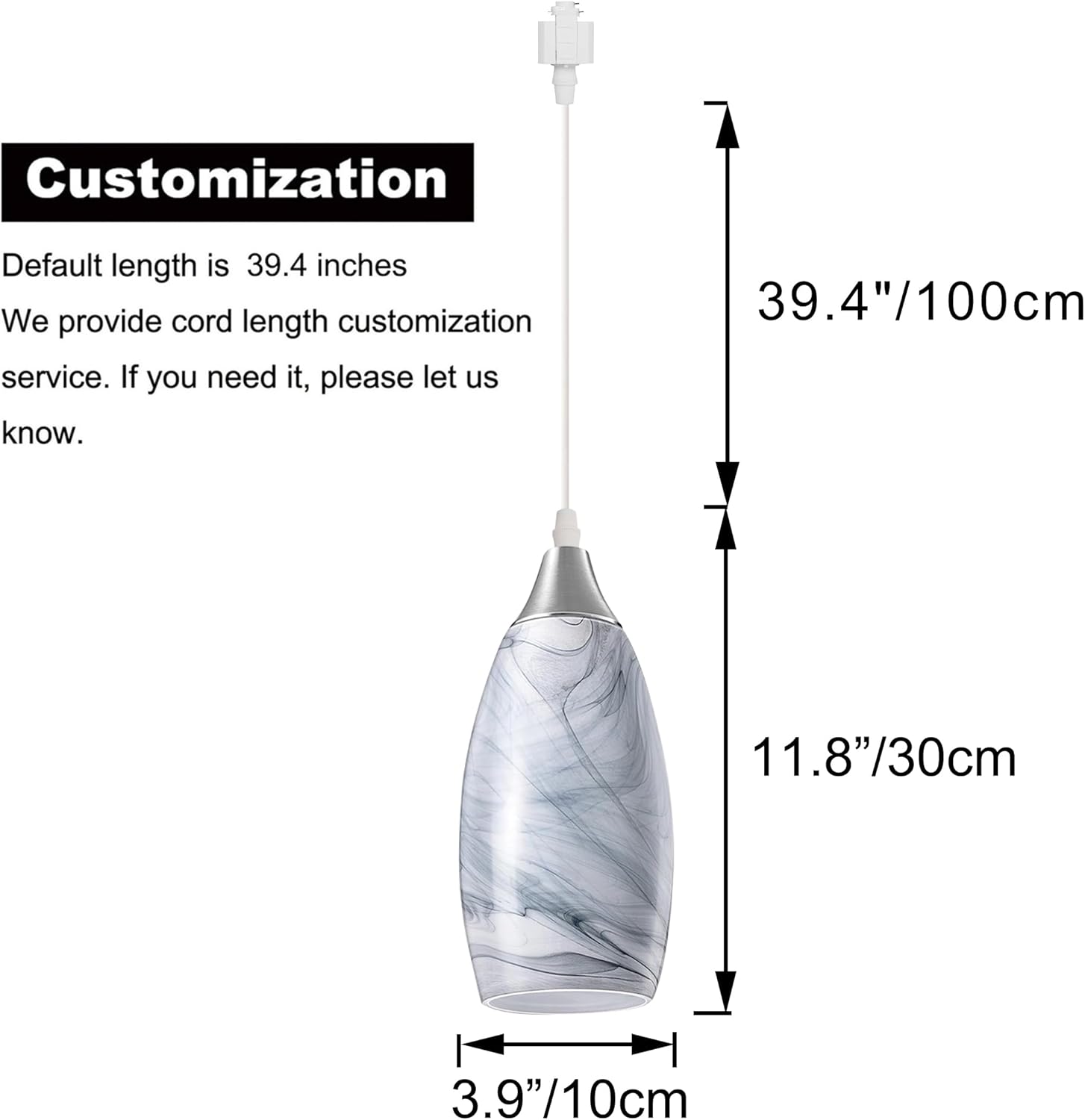 Kiven Nordic Marble Glass H Track Pendant Lights,Elevate Your Space,3-Lights(Bulb Not Included)