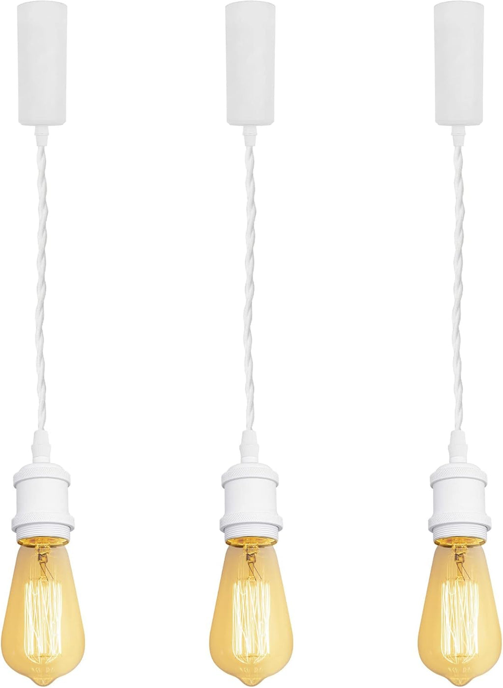 Kiven H-Type Wire Track Light Pendants for Restaurant Decorative Pendant Light Industrial 15.7 Inch Cord Length Black Weave Rope 3 Pack (Bulb Not Included)