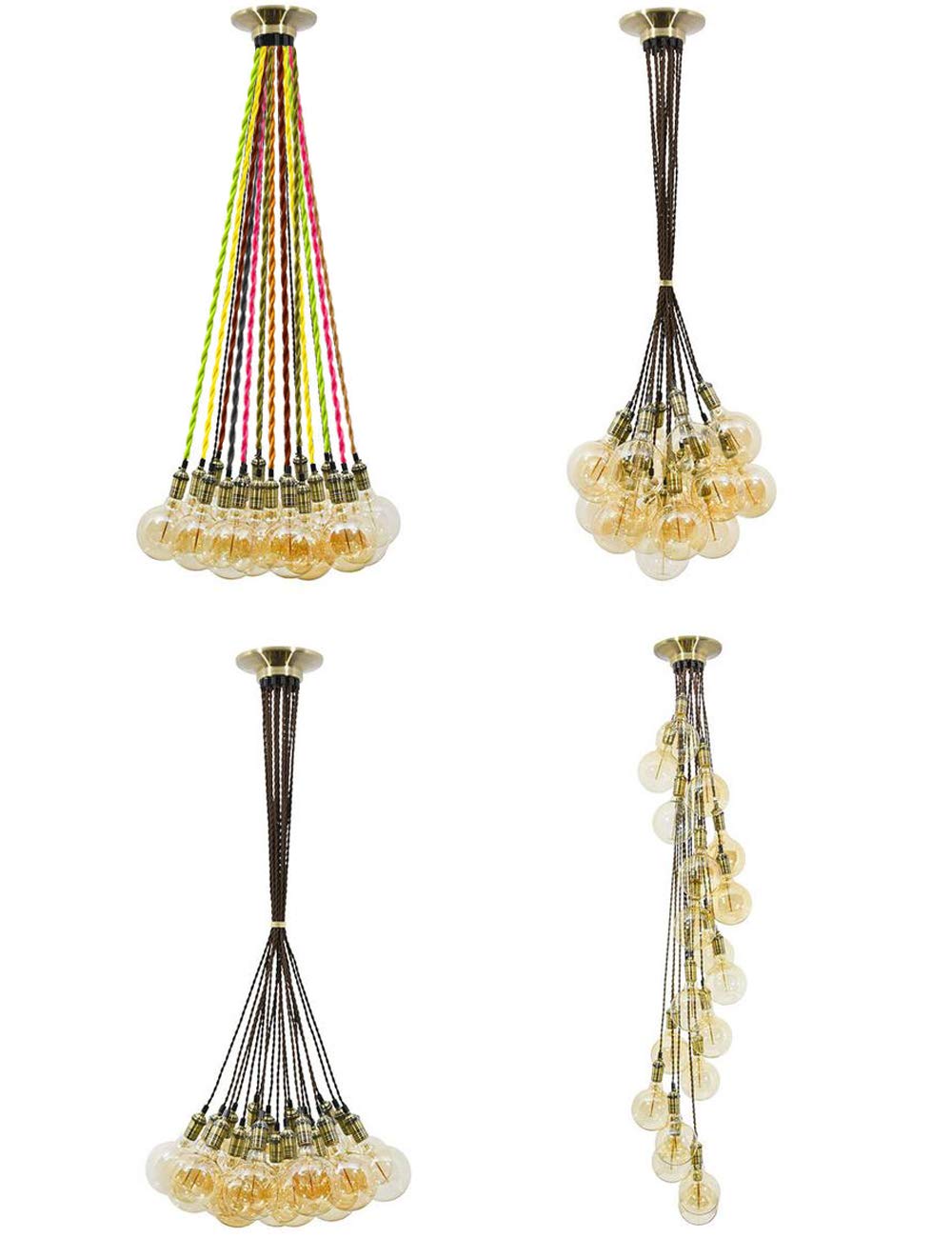 Kiven 328 Feet 2 Core Cloth Wire - Eight Color Options, Vintage Style Twisted Fabric Covered Lamp Cord for Hanging Pendants, Fans, etc (Gold)