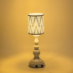Kiven Cordless Table Lamp with white metal lampshade and dimmable warm white light, perfect for home decor.
