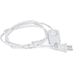 Kiven 8.2ft Twisted Rayon Cloth Covered Cord Set with Dimmer Switch Installed,White