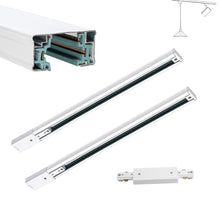 Load image into Gallery viewer, 2 - pack of black Halo Track System live end power w/ smart timer (5.9ft UL), 2 19.4&quot; black H - tracks w/ hardware, 120V, for customizable ceiling/wall track lighting