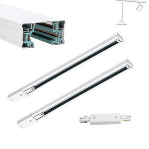 2 - pack of black Halo Track System live end power w/ smart timer (5.9ft UL), 2 19.4" black H - tracks w/ hardware, 120V, for customizable ceiling/wall track lighting