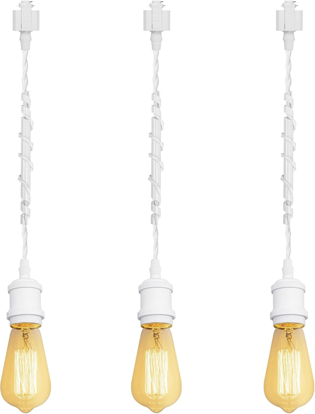 Kiven H-Type Wire Track Light Pendants for Restaurant Decorative Pendant Light Industrial 15.7 Inch Cord Length Black Weave Rope 3 Pack (Bulb Not Included)