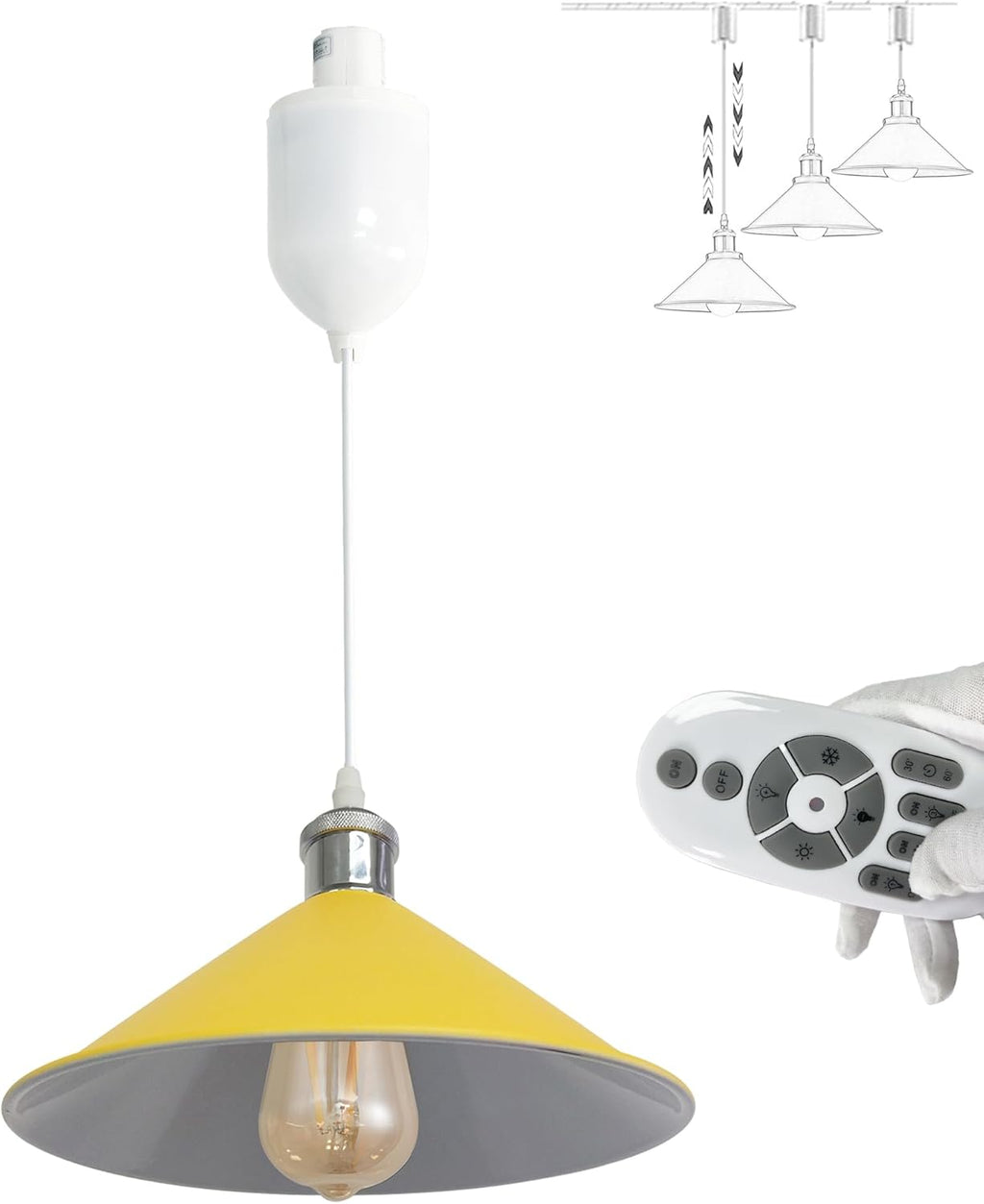 Dimmable H-Track Mount Pendant Light Adjustable Height Industrial Style Black Metal Instant on Auto Retract Track Mount Pendant Light Decorate for Kitchen Island Customizable (No bulbs & Track System)