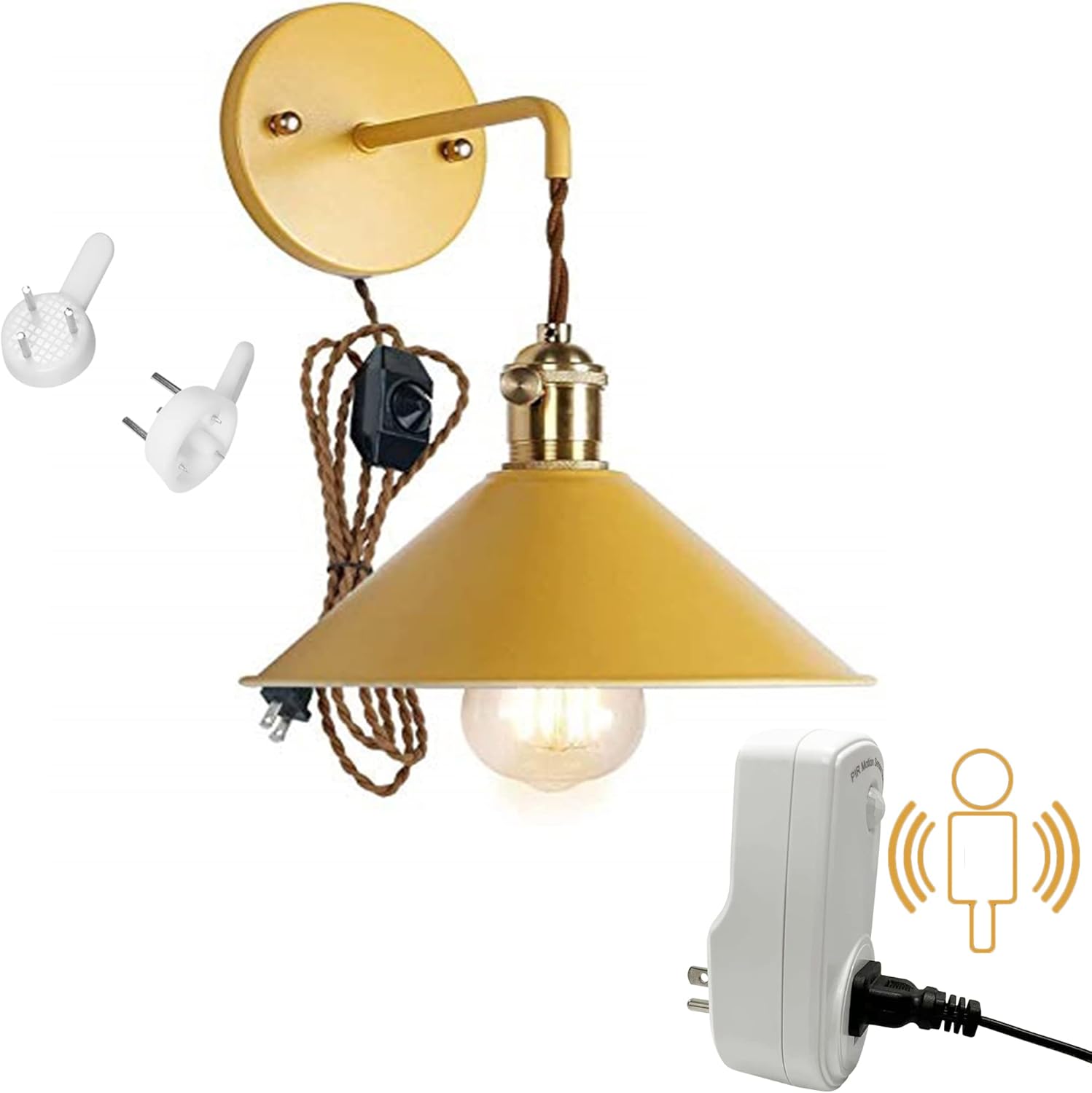 Kiven Wall Sconce Green Macaron Lighting Fixture with Plug-in Cord(5.9FT),Dimmable and Timed Wall lamp for Bedroom Bathroom-1 Pack