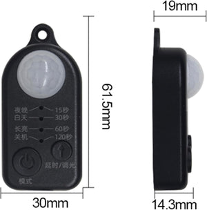 Kiven USB Motion Sensor, with adjustable settings and showing dimensions: 19mm, 30mm, 61.5mm, 14.3mm