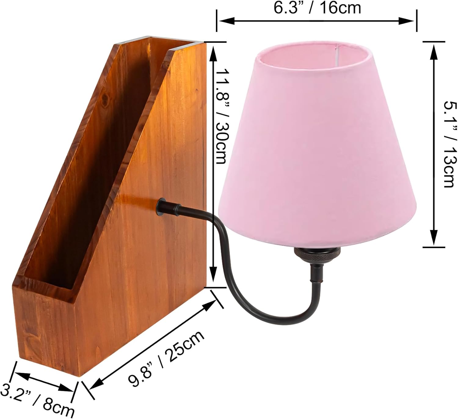 Kiven Cordless Bookshelf Lamp, Rechargeable Bookcase Lighting,Pink Farmhouse Decorative Nightstand Storage Box with LED Light, Cordless Table Lamp for Bedside Bookshelf Cabinet DZ0031