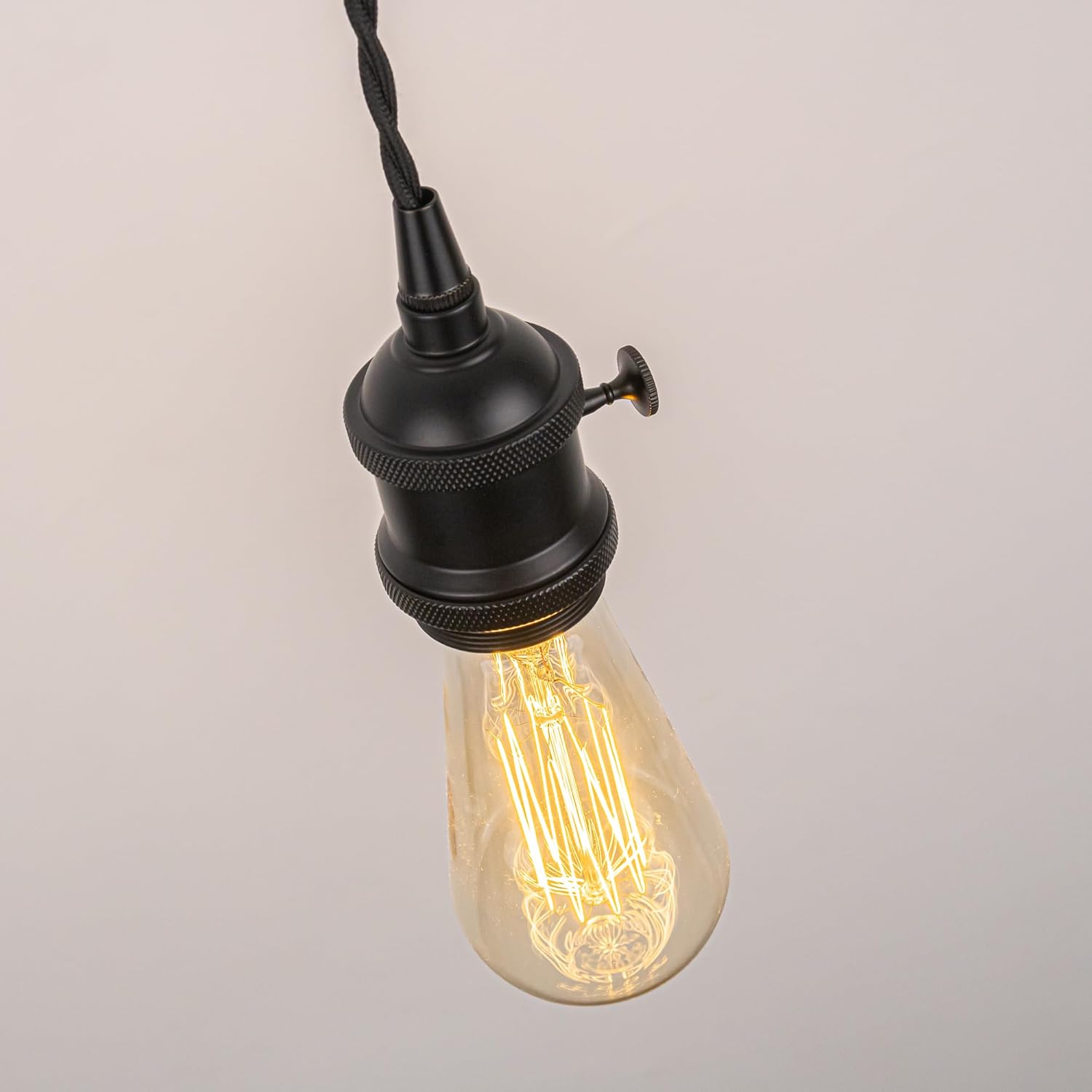Kiven4Pcs Vintage Industrial E26 Lamp Socket with Rotated Switch Edison Retro Mini Lamp Holder for Decorative DIY Lighting Black Color