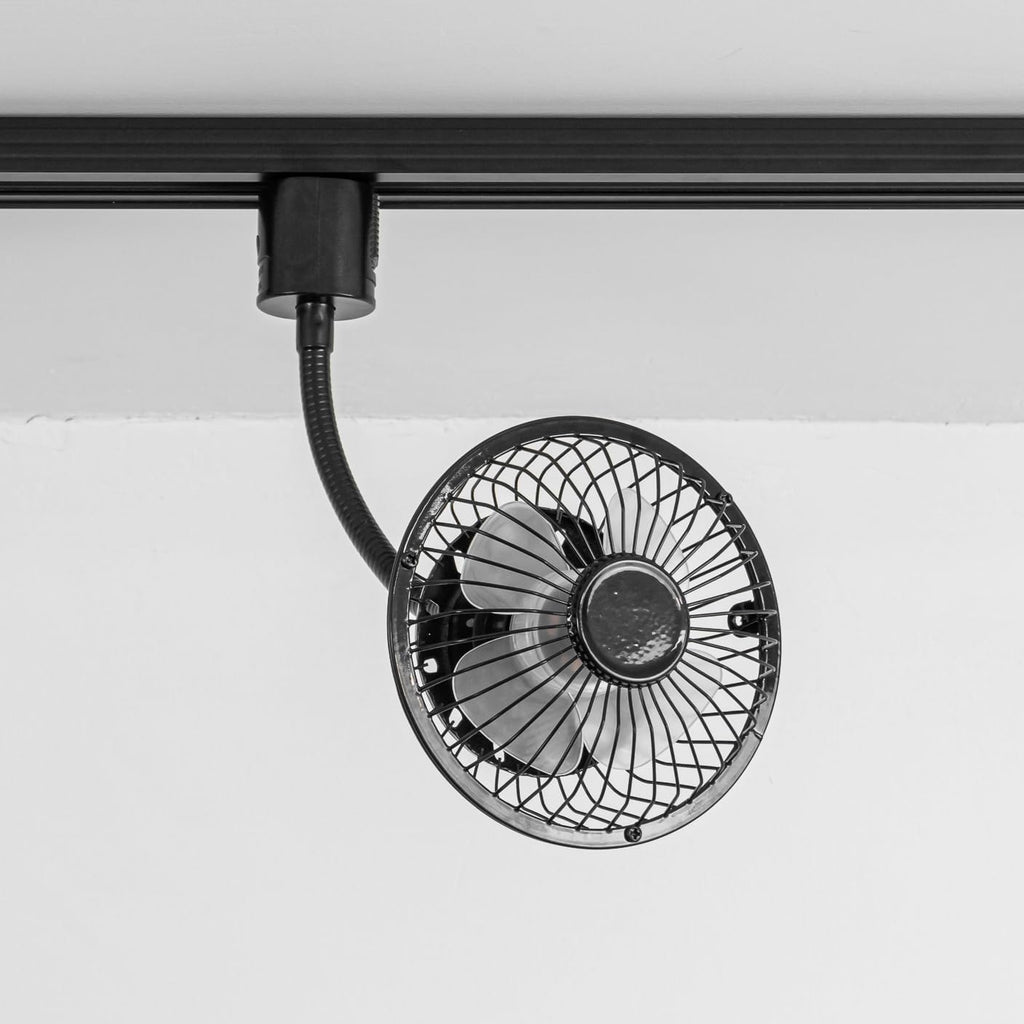 Track Mounted H-Type Ceiling Black Fan Flexible Adjustable Angle Simple Design For Home Indoors