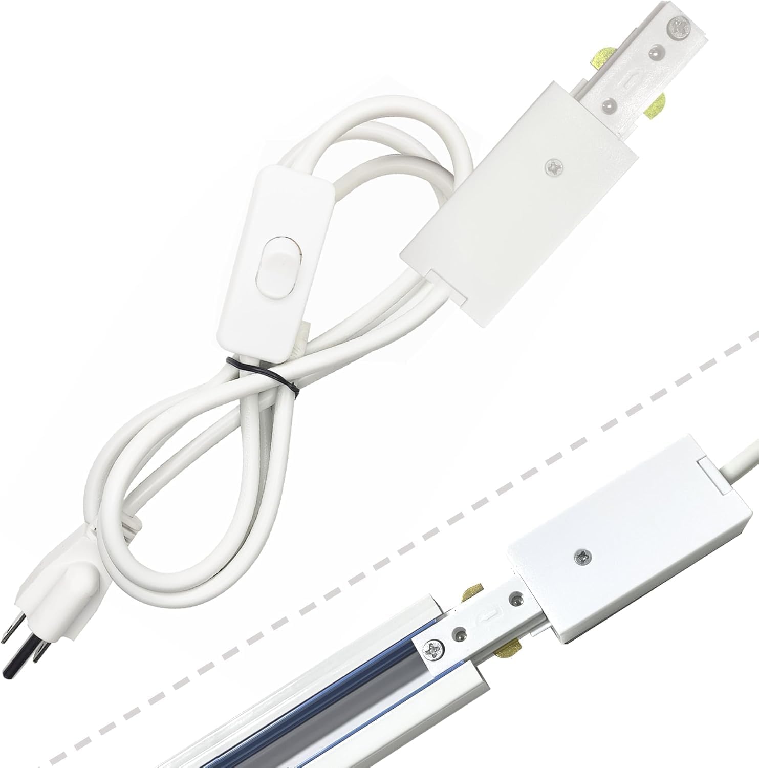 Track Lighting Live End Cord Kit, 9.84FT H Track Live End Feed Connector, Suitable for H Type Single Circuit 3-Wire-1 Track Lighting Systems