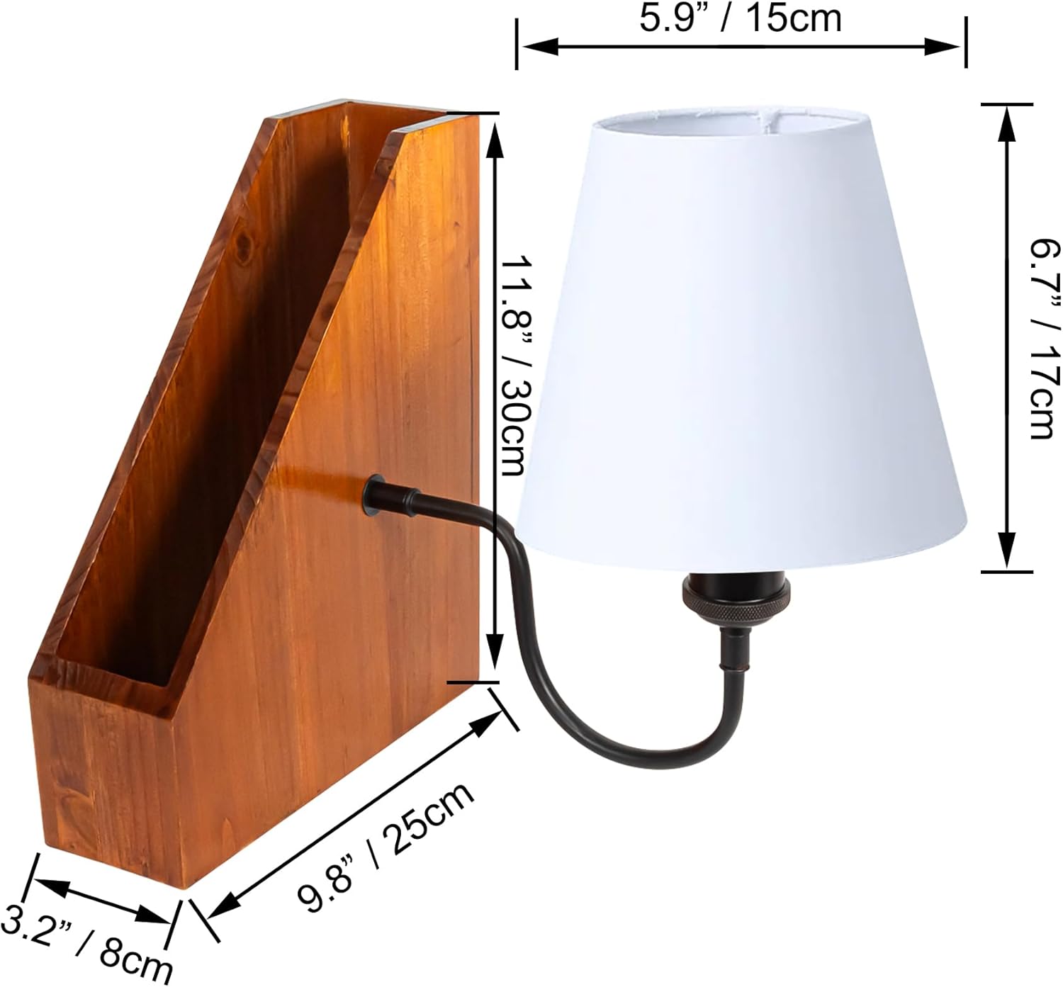Kiven Cordless Bookshelf Lamp, Rechargeable Bookcase Lighting,Farmhouse Decorative Nightstand Storage Box with LED Light, Cordless Table Lamp for Bedside Bookshelf Cabinet DZ0375-W