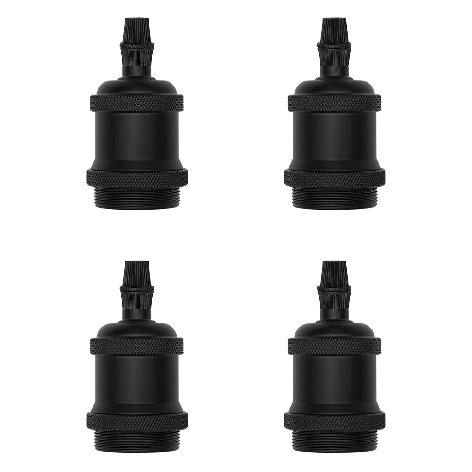 Kiven4Pcs Vintage Industrial E26 Lamp Socket with Rotated Switch Edison Retro Mini Lamp Holder for Decorative DIY Lighting Black Color