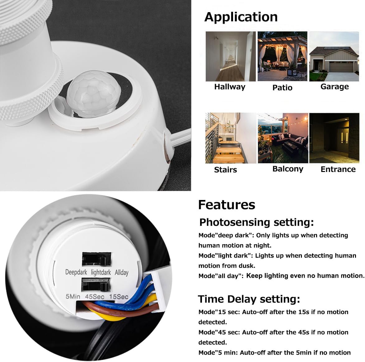 Kiven Motion Sensor Ceiling Light Details - Motion sensor light with adjustable settings. Perfect for hallways and entryways.