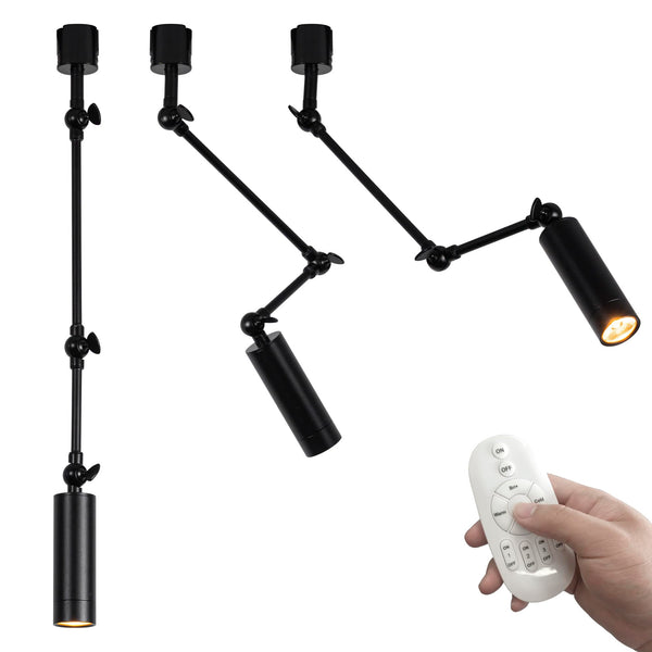 Kiven Remote Control LED L Track Lighting, Dimmable Spot Light with Adjustable Long Swing Arm, Modern Black Directional Spotlight for Accent, Gallery, and Home Decor