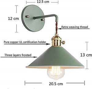 Kiven Wall Sconce Green Macaron Lighting Fixture with Plug-in Cord(5.9FT),Dimmable and Timed Wall lamp for Bedroom Bathroom-1 Pack