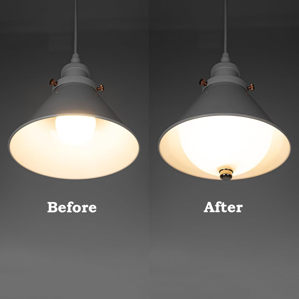 Kiven 5.1 in Round Diffuser Shade with Clip Adapter,Clear Acrylic Lamp Shade Diffusers for Pendants Light Table Lamp, Fits 6-8" Openings, Frosted White, 1 Pack