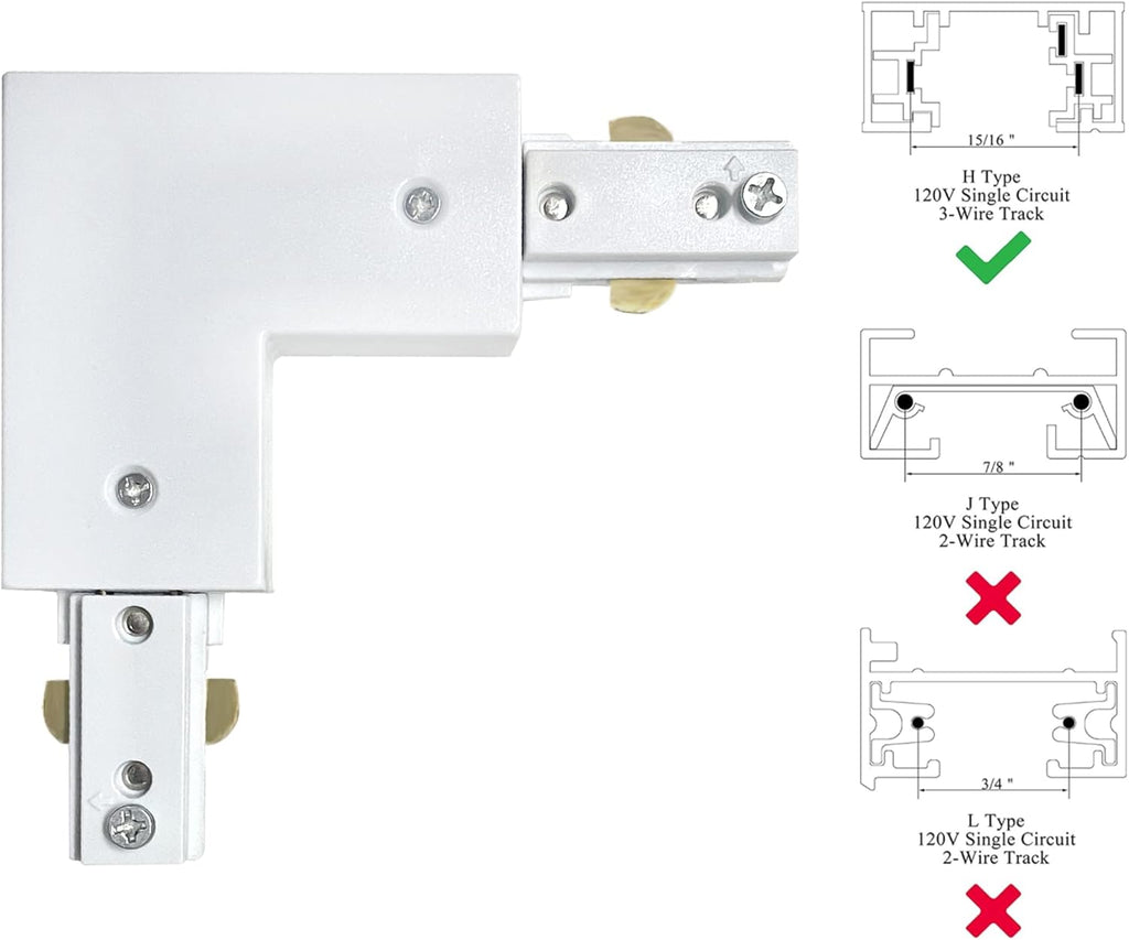 H Track Lighting Live End Cord Kit, 1PCS 4.9FT Track Live End Connector with Cord Plug for H Type Single Circuit 3-Wire-1 Track Lighting System, White
