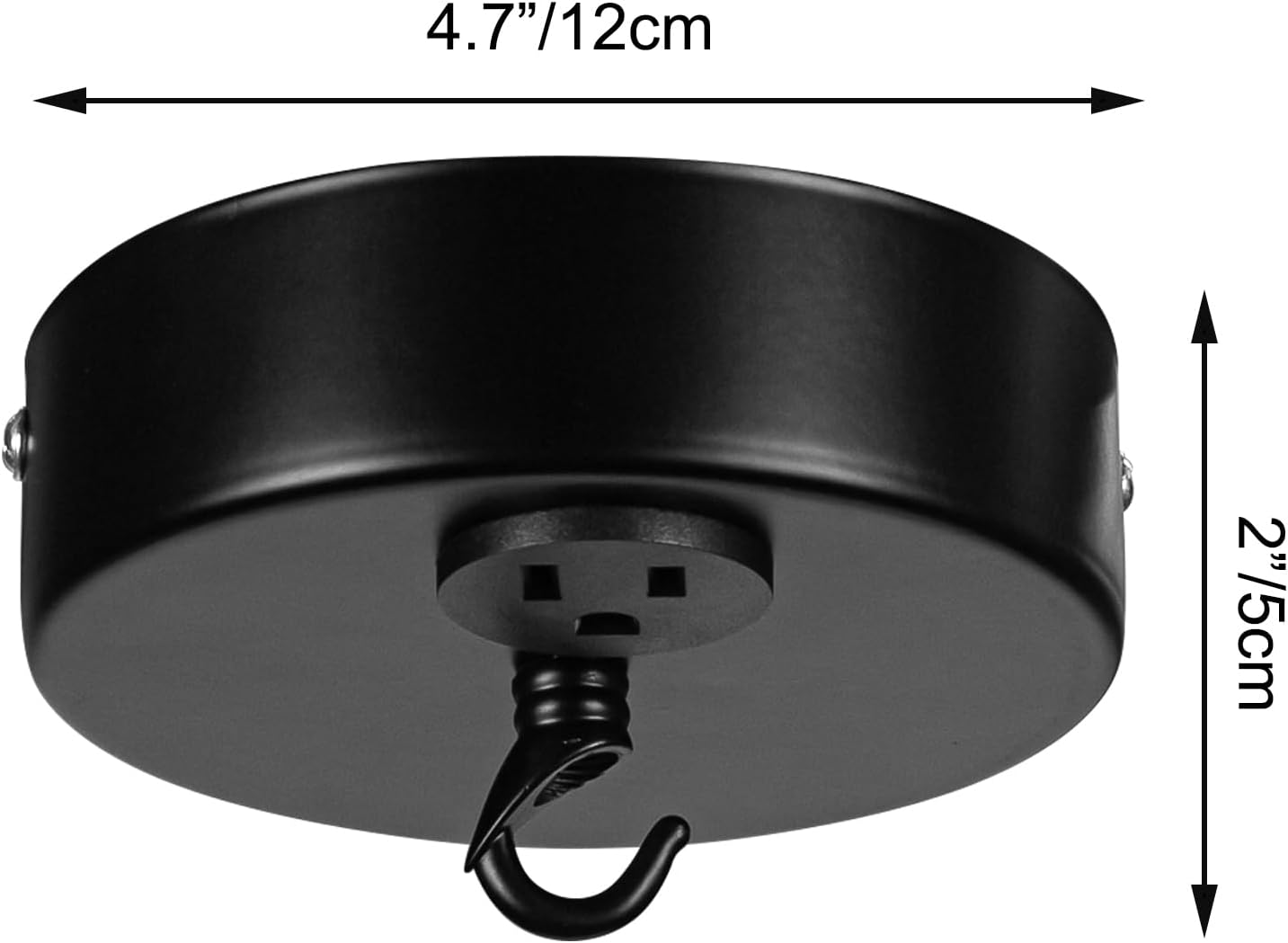 Kiven Light Canopy Kit with an Outlet,2 Pack Black Canopy Kit with Convenience Outlet, 10 lb Max,Replacement Cover Plate with Mounting Hardware for Chandelier, Pendant Light DIY Projects