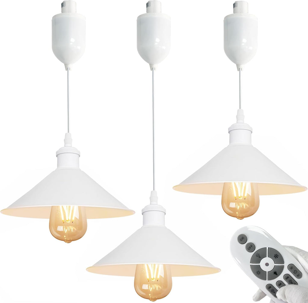 Dimmable H-Track Mount Pendant Light Adjustable Height Industrial Style Black Metal Instant on Auto Retract Track Mount Pendant Light Decorate for Kitchen Island Customizable (No bulbs & Track System)