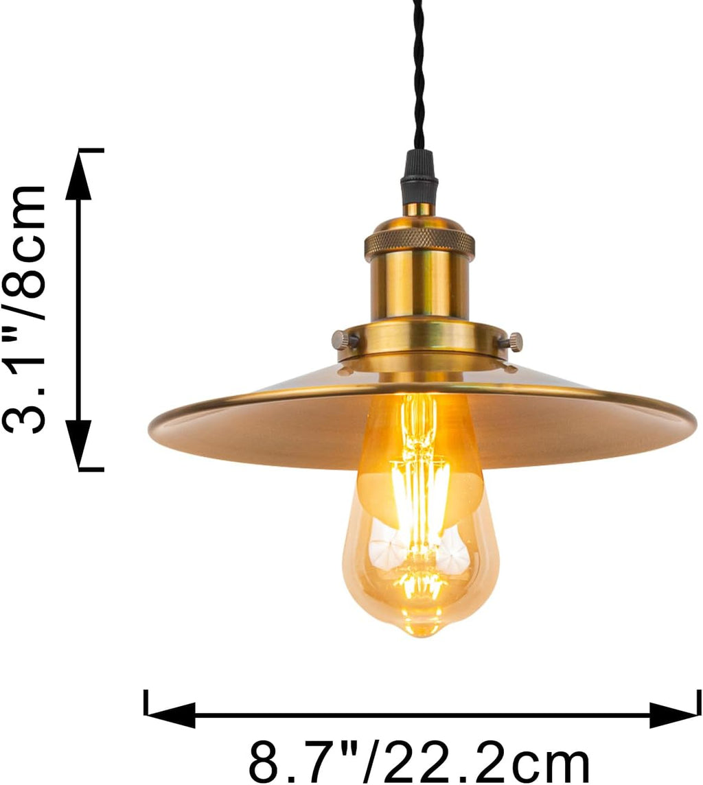 Kiven 1-Light Plug in Pendant Light,Industrial Hanging Light with 15FT Cord, Dimmable Ceiling Pendant Light for Bedroom Hallway, Gold Finish