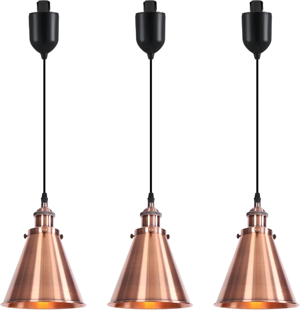 Kiven H-Type Track Lighting, 3-Light Modern Halo Track Pendant Light with Built-in Cable Wrapper Metal Lampshade, Dimmable H Track Light Pedant Adjustable Length for Bedroom Kitchen Shop, Silver Finish