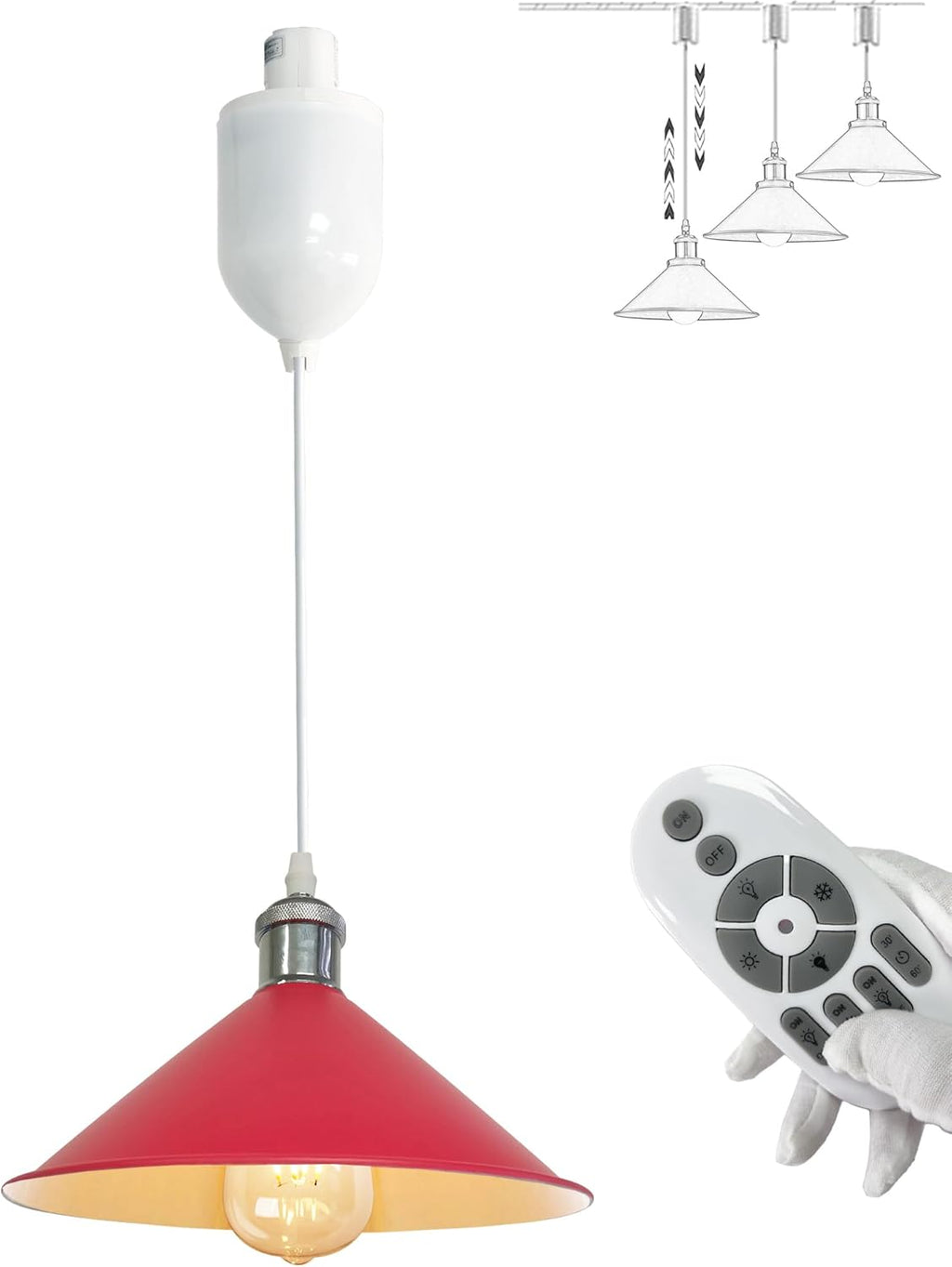 Dimmable H-Track Mount Pendant Light Adjustable Height Industrial Style Black Metal Instant on Auto Retract Track Mount Pendant Light Decorate for Kitchen Island Customizable (No bulbs & Track System)