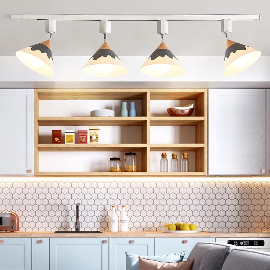 Kiven Ceiling Track Light Single Circuit H-Type Track Head Adjustable Angle E26 Base Contracted Design Grey Metal Track Lighting Fixture for Gallery Mirror Front Loft(No Bulb,No Track)