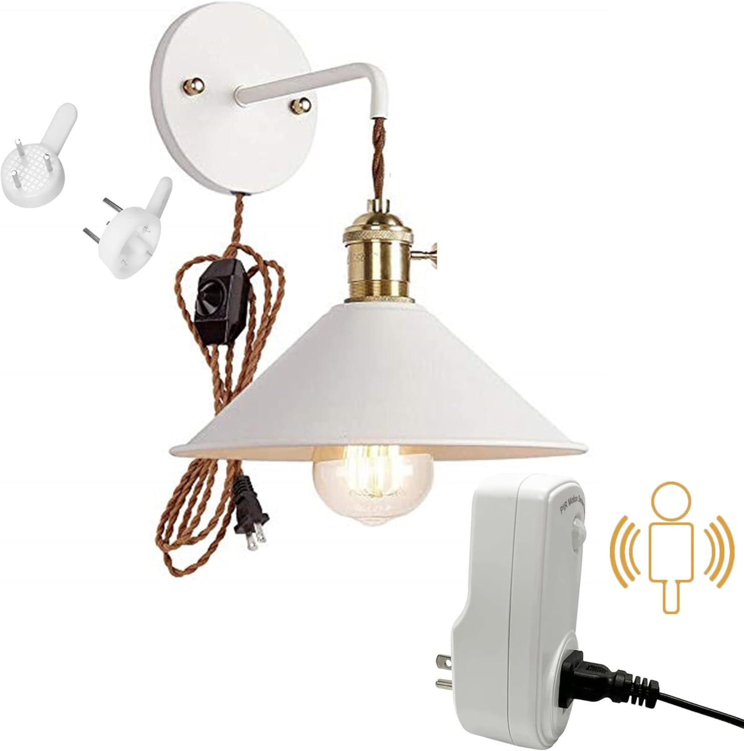 Kiven Wall Sconce Green Macaron Lighting Fixture with Plug-in Cord(5.9FT),Dimmable and Timed Wall lamp for Bedroom Bathroom-1 Pack