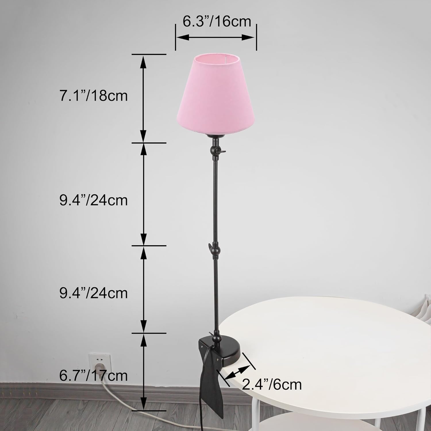 Kiven Headboard Reading Light, Dimmable LED Book Reading Lamp, Vintage Nightstand Lamp with Adjustable Swing Arm, 8.2ft Cord for Reading Bedside Side Table Desk,Pink-DZ0031