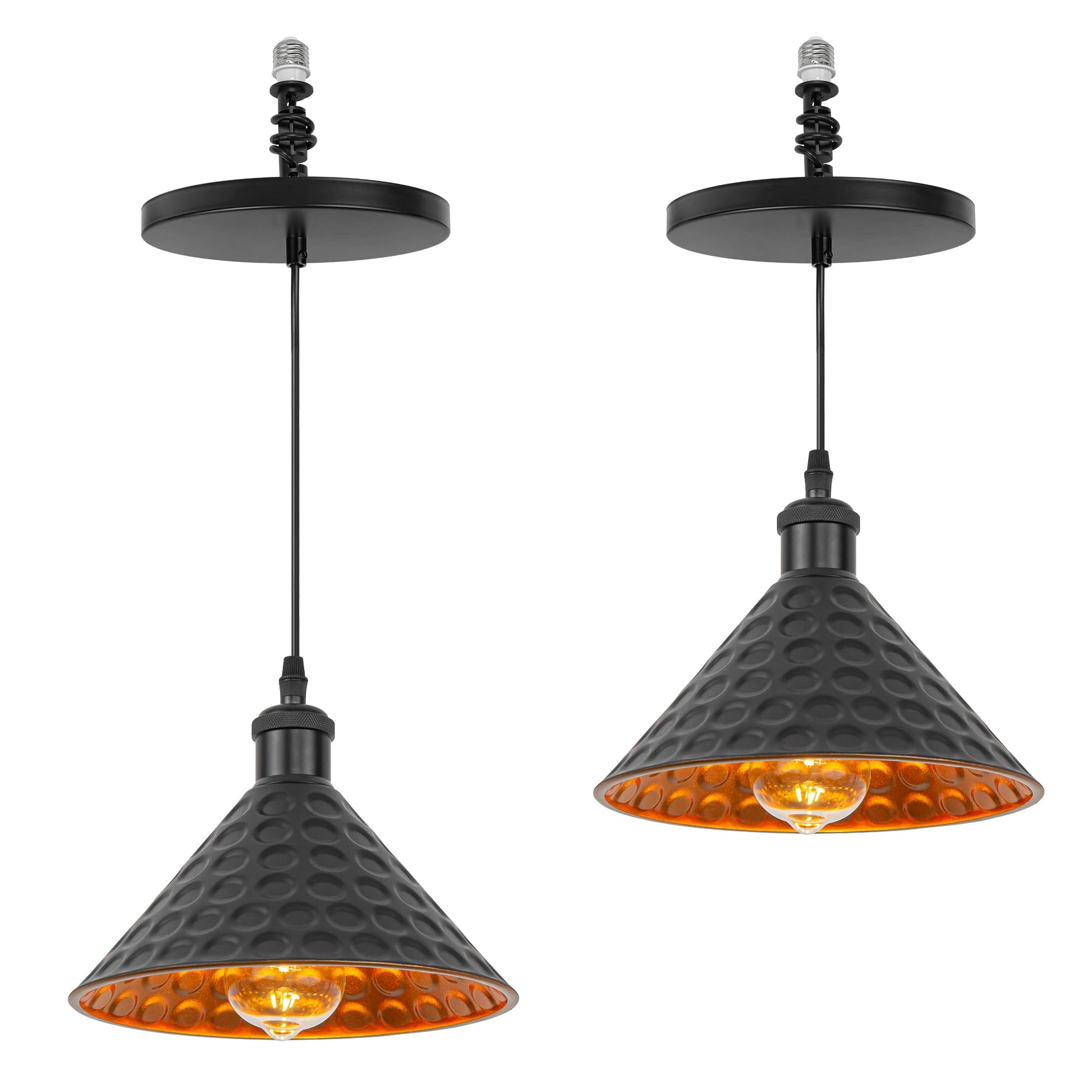 Kiven Instant Light Conversion Kit for 4/5/6inch Hole,Black Farmhouse Lighting Recessed Can Light Conversion Kit to Pendant with E26 Screw-in Adapter for Kitchen Living, Set of 2 TB2776