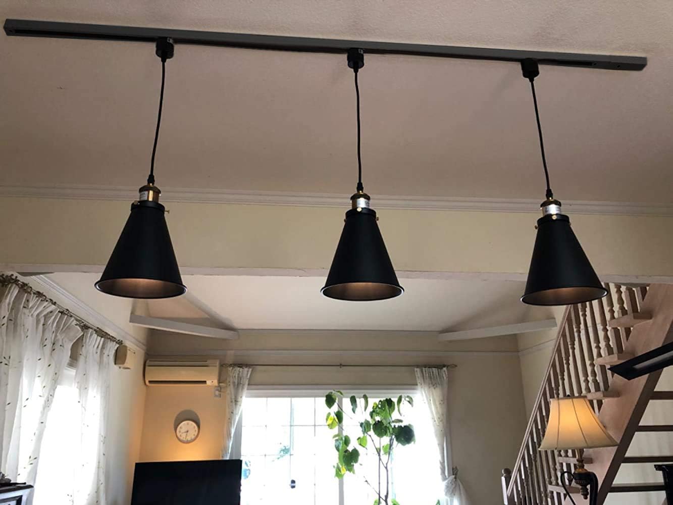 Kiven Dimmable H-Type Track Lignting Pendant Antique Industrial Oil Rubbed Bronze Pendant Light 3 Pack,Track Pendant Lights for Dining Room (Bulb Included)
