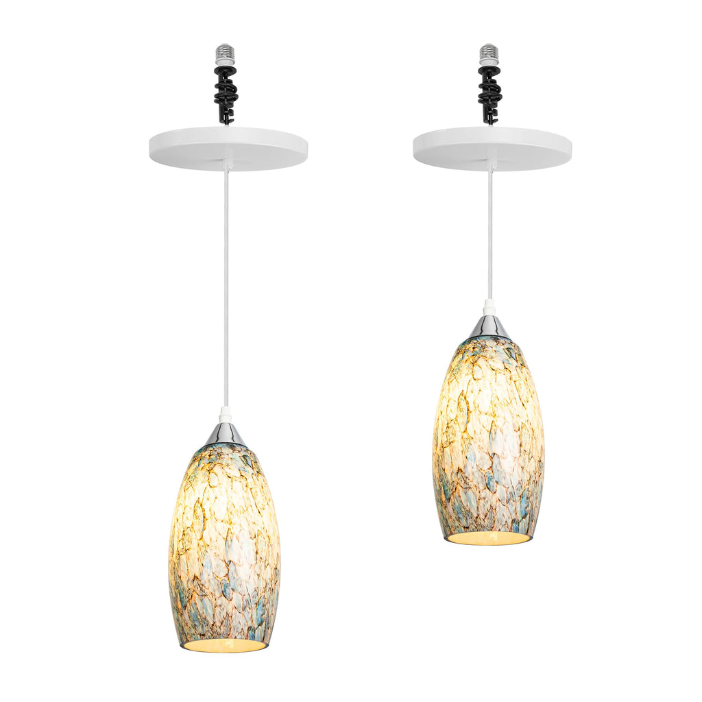 Kiven Instant Light Conversion Kit for 4/5/6inch Hole, 2 Pack Art Glass Farmhouse Lighting Recessed Can Light Conversion Kit to Pendant with E26 Screw-in Adapter for Kitchen Living Hallway
