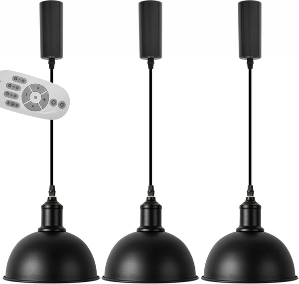 Kiven Retro black iron pendant lights, dimmable, remote control, modern farmhouse kitchen lighting.