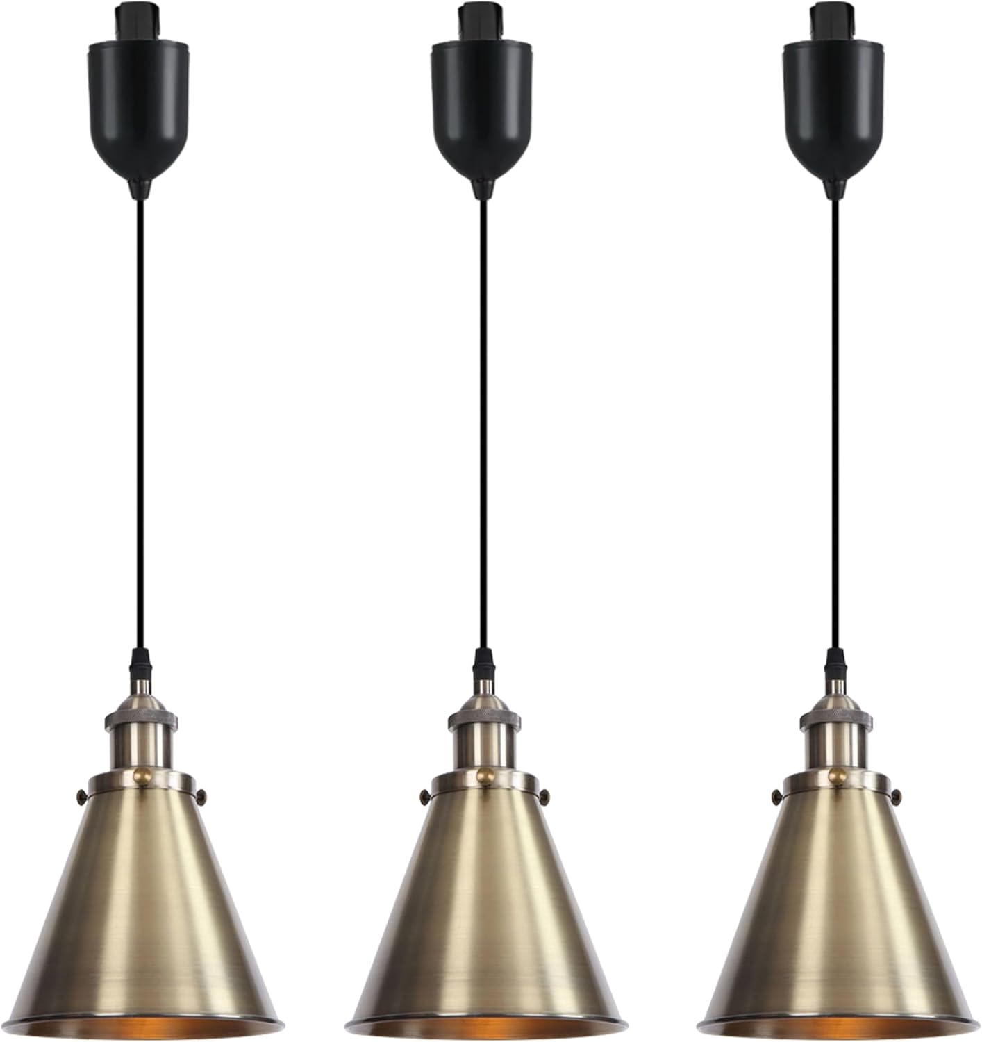 Kiven H-Type Track Lighting, 3-Light Modern Halo Track Pendant Light with Built-in Cable Wrapper Metal Lampshade, Dimmable H Track Light Pedant Adjustable Length for Bedroom Kitchen Shop, Silver Finish