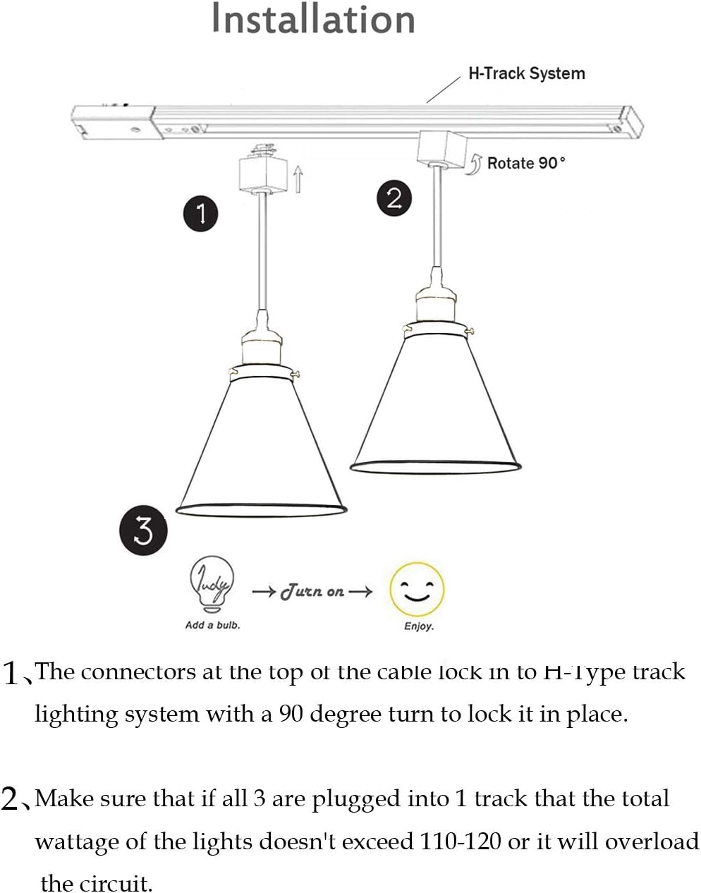 Kiven Dimmable H-Type Track Lignting Pendant Antique Industrial Oil Rubbed Bronze Pendant Light 3 Pack,Track Pendant Lights for Dining Room (Bulb Included)