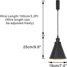Load image into Gallery viewer, Track Lamp Black Cone Shade Remote RGB Dimmable Bulb Adjusted Cord Retro Track Lamp Warm Light