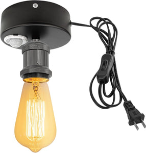 Motion Activated Ceiling Light Plug-in Industrial Lights Adjusted Delay Time for Bathroom Hallway