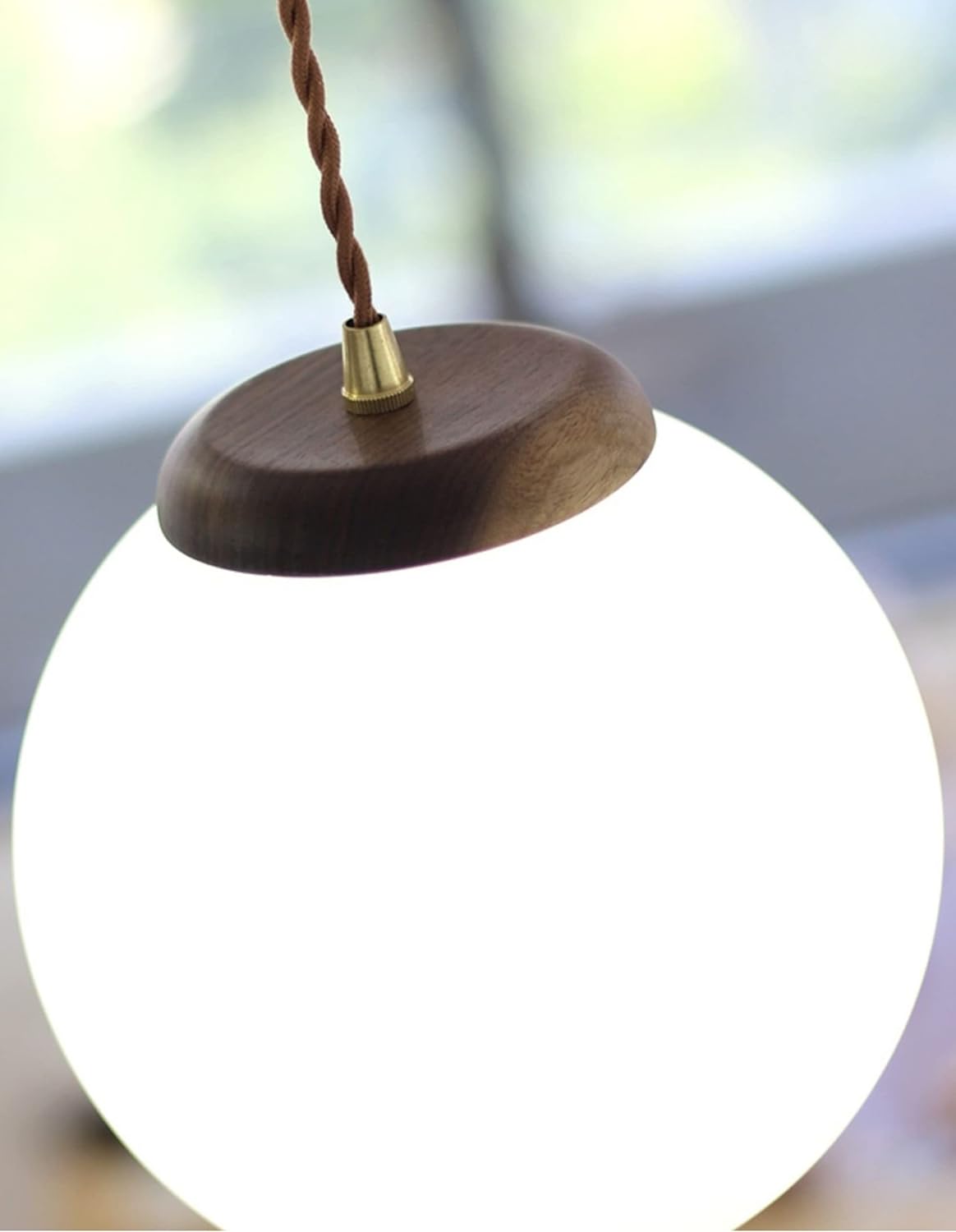 Dimmable H-Type Track Lighting Pendants, White Frosted Glass Shade Globe Shape, 3.2 ft Cord Wood Finished E26 Socket Restaurant Kitchen Island Customizable