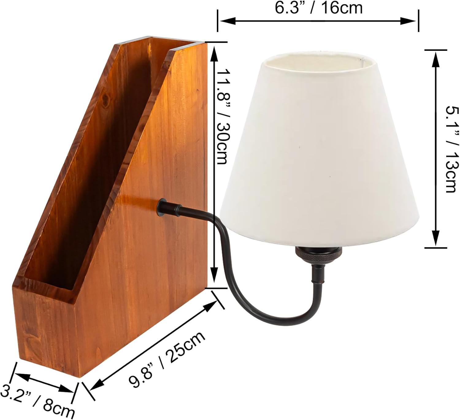Kiven Cordless Bookshelf Lamp, Rechargeable Bookcase Lighting,Farmhouse Decorative Nightstand Storage Box with LED Light, Cordless Table Lamp for Bedside Bookshelf Cabinet DZ0031-W