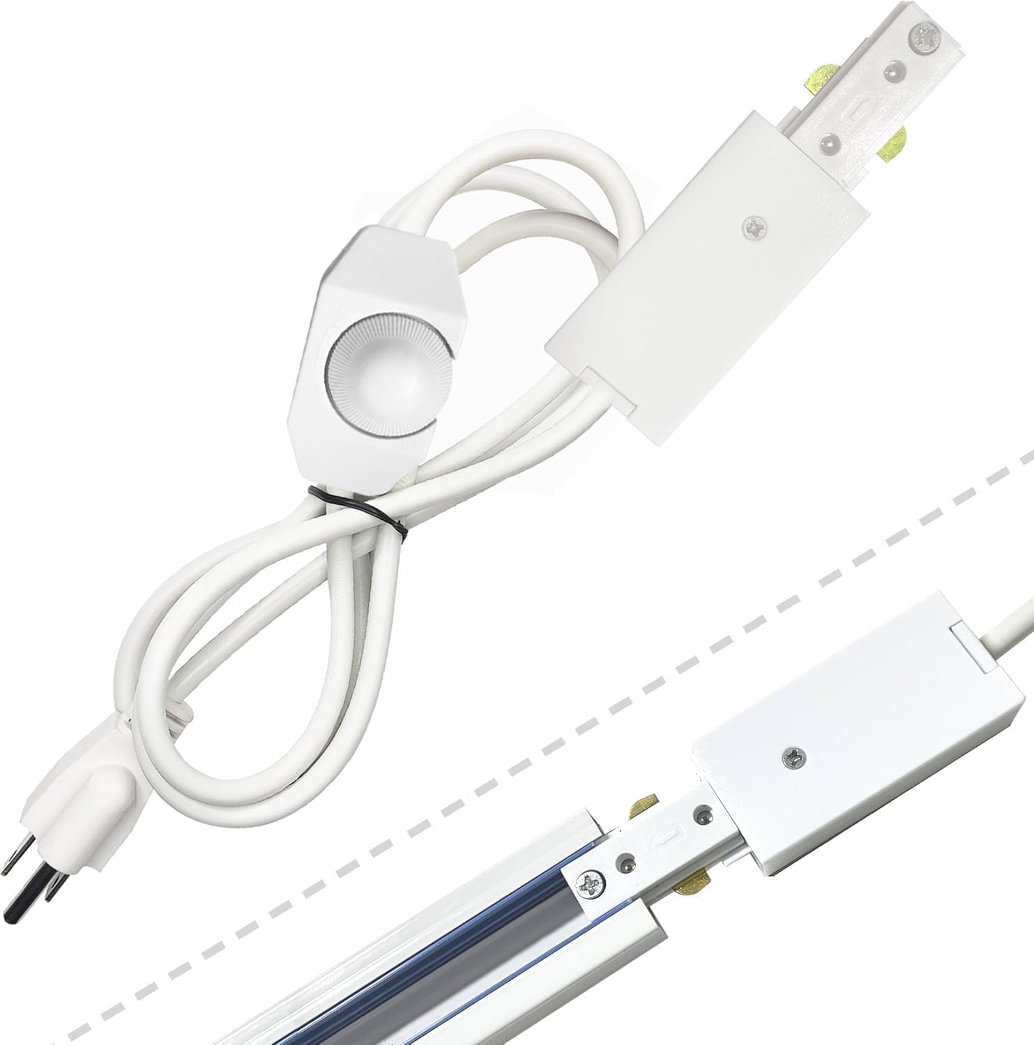 Track Lighting Live End Cord Kit, 9.84FT H Track Live End Feed Connector, Suitable for H Type Single Circuit 3-Wire-1 Track Lighting Systems