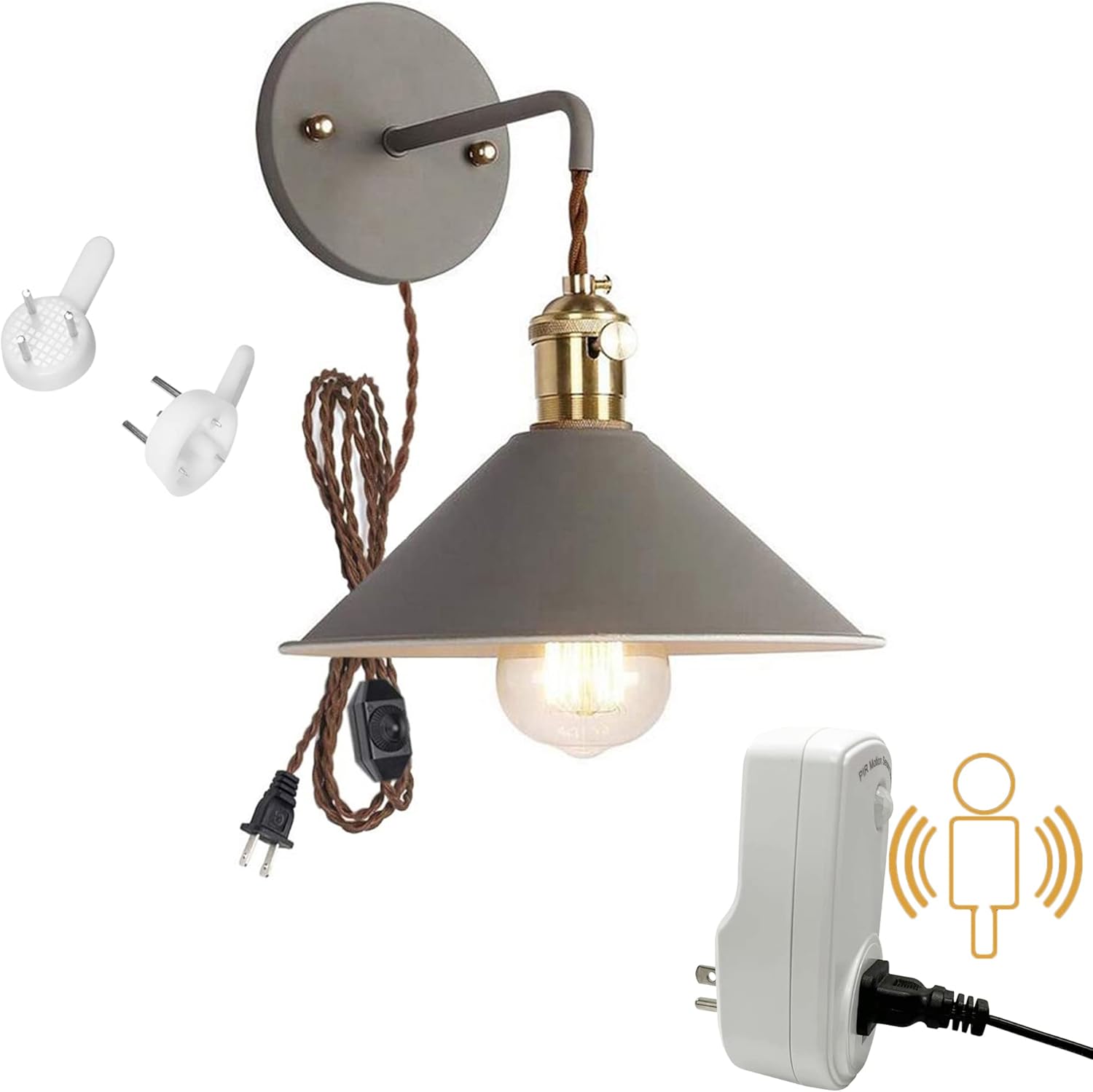 Kiven Wall Sconce Green Macaron Lighting Fixture with Plug-in Cord(5.9FT),Dimmable and Timed Wall lamp for Bedroom Bathroom-1 Pack