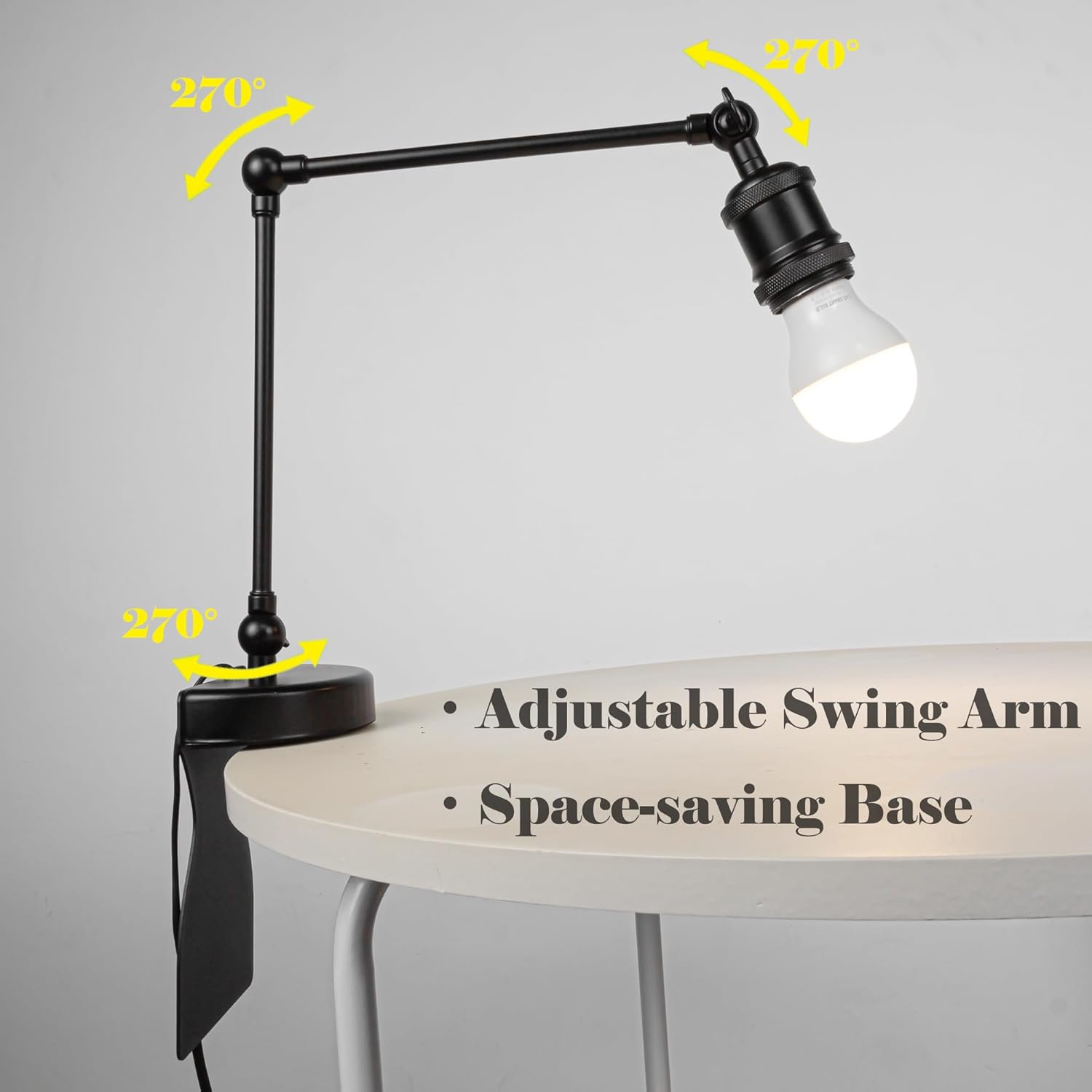 Kiven Headboard Reading Light, Dimmable LED Book Reading Lamp, Modern Crystal Nightstand Lamp with Adjustable Swing Arm, 8.2ft Cord, Remote Control for Reading Bedside Side Table Desk