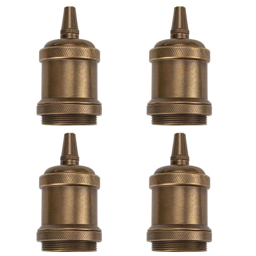 Kiven4Pcs Vintage Industrial E26 Lamp Socket with Rotated Switch Edison Retro Mini Lamp Holder for Decorative DIY Lighting Black Color