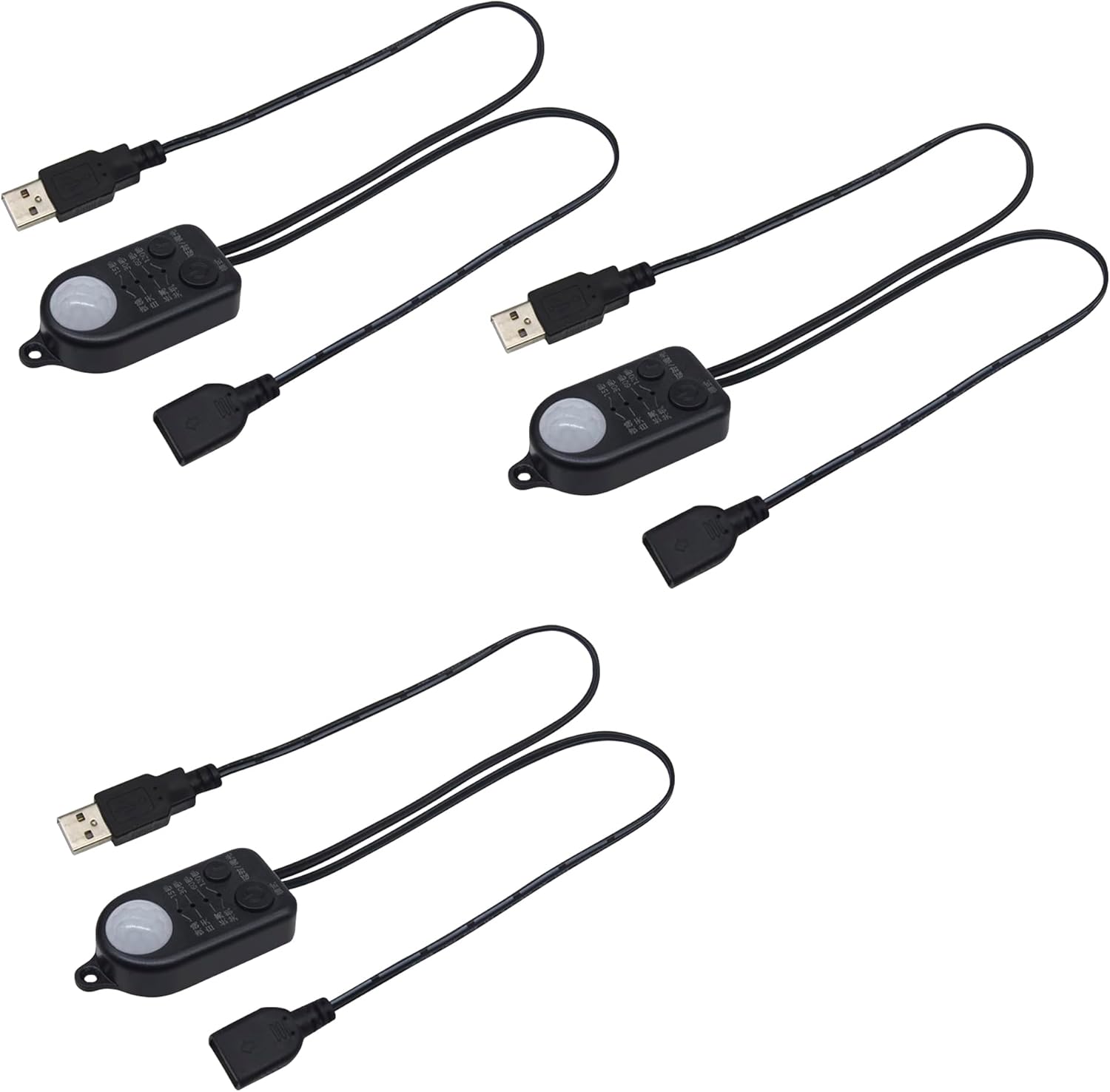 Kiven 1Pcs USB-Type Motion Sensor Component Extension Cord 3 Modes Adjustable Brightness, Time, Sensitivity Auto On/Off Lighting Fan for Hallway Pet Room Black